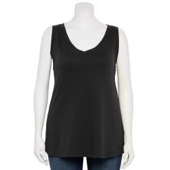 Plus Size Sonoma Goods For Life® V-Neck Swing Tank -Adidas shop 5497118 Pitch Black