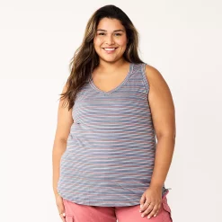 Plus Size Sonoma Goods For Life® V-Neck Swing Tank -Adidas shop 5497118 Plum Stripe