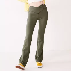 Juniors' SO® Crossover Waistband Flare Legging -Adidas shop 5501563 Olive Forest