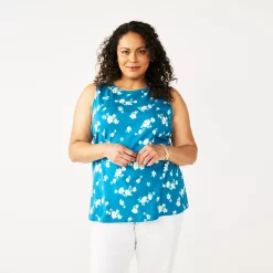 Plus Size Croft & Barrow® Essential Tank -Adidas shop 5509745 Blue Floral