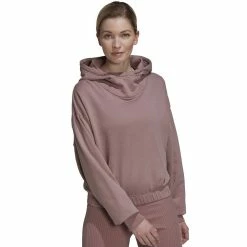 Women's adidas Studio Lounge Cropped Hoodie -Adidas shop 5521133 Wonder Oxide