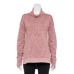 Women's Tek Gear® Ultrasoft Fleece Cowlneck Tunic -Adidas shop 5521899 Rose Leopard