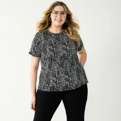 Plus Size Nine West Essential Crewneck Tee -Adidas shop 5525951 Black Snake Rows
