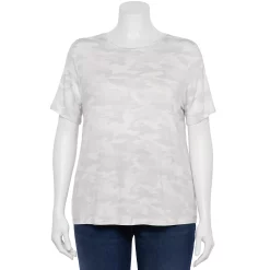Plus Size Nine West Essential Crewneck Tee -Adidas shop 5525951 Gray Camo