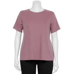 Plus Size Nine West Essential Crewneck Tee -Adidas shop 5525951 Mauve Jewel Rib
