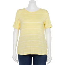 Plus Size Nine West Essential Crewneck Tee -Adidas shop 5525951 Yellow Stripe