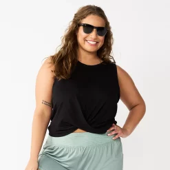 Juniors' Plus Size SO® Solid Cropped Twist-Front Tank 14 Juniors' Plus Size SO® Solid Cropped Twist-Front Tank -Adidas shop 5526785 Black Luxe