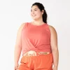Juniors' Plus Size SO® Solid Cropped Twist-Front Tank
