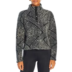 Women's Marika Tyra Snap Placket Sherpa Pullover -Adidas shop 5531428 Black Cheetah Bandana