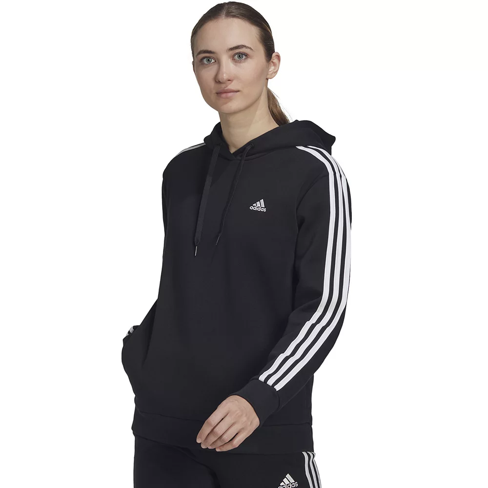 Women's adidas Essentials 3-Stripes Fleece Hoodie 4 Women's adidas Essentials 3-Stripes Fleece Hoodie - Image 2