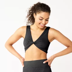 Juniors' SO® Seamless Reversible Twist Bra -Adidas shop 5534734 Black Luxe