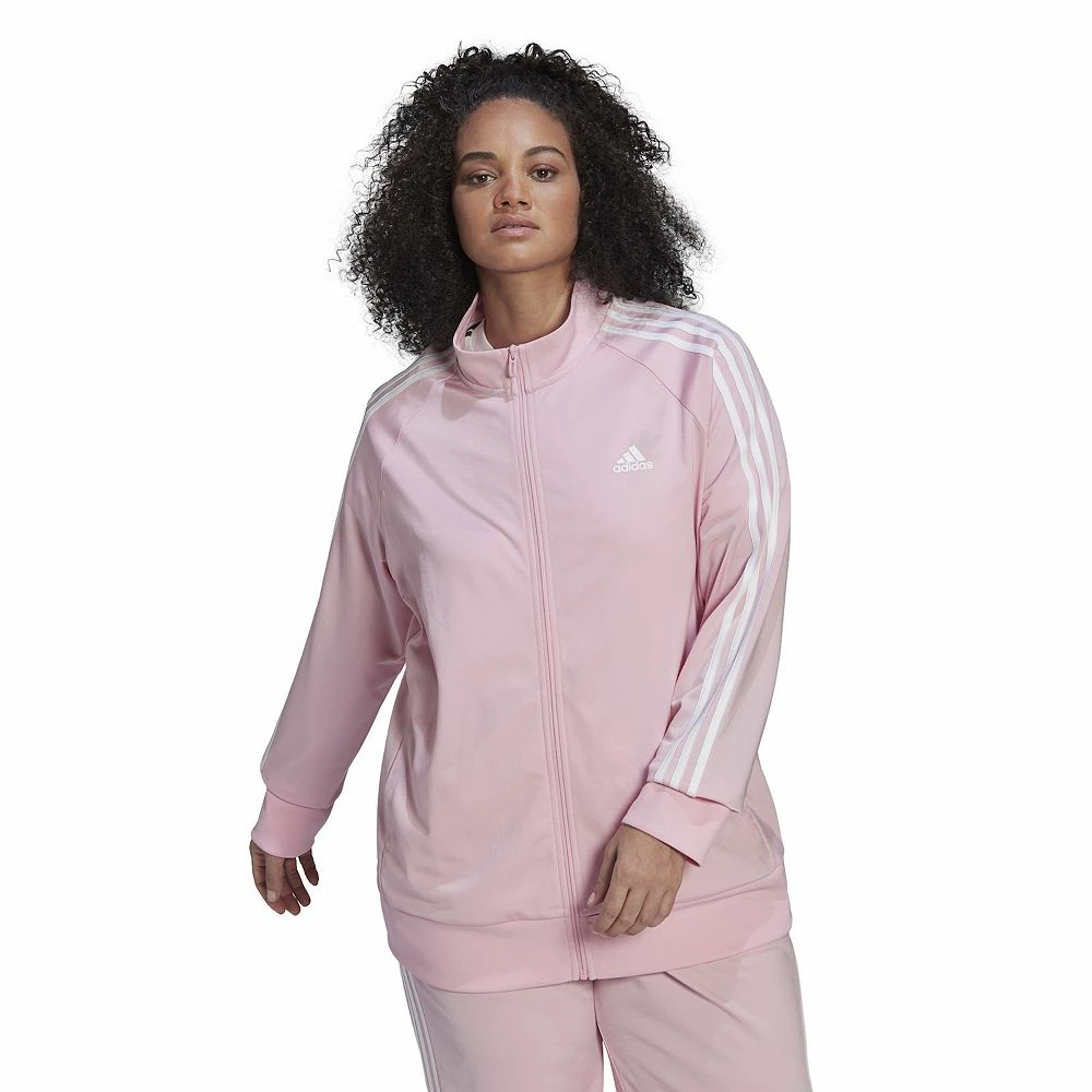Plus Size adidas Essentials Warm-Up Slim Fit 3-Stripes Track Jacket 3 Plus Size adidas Essentials Warm-Up Slim Fit 3-Stripes Track Jacket