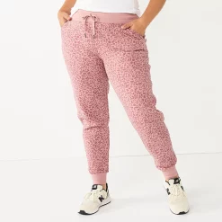 Petite Tek Gear® Ultrasoft Fleece Joggers -Adidas shop 5543172 Rose Leopard