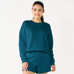 Women's Tek Gear® Ultrasoft Fleece Easy Crop Sweatshirt -Adidas shop 5543908 Blue Crayon