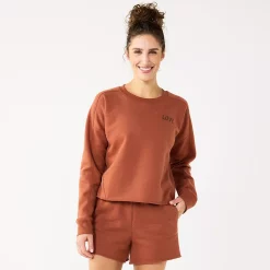 Women's Tek Gear® Ultrasoft Fleece Easy Crop Sweatshirt -Adidas shop 5543908 Cinnamon Coffee