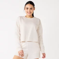 Women's Tek Gear® Ultrasoft Fleece Easy Crop Sweatshirt -Adidas shop 5543908 Natural Scallop