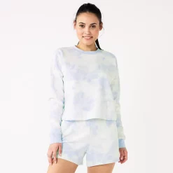 Women's Tek Gear® Ultrasoft Fleece Easy Crop Sweatshirt -Adidas shop 5543908 Purple Dye Effect