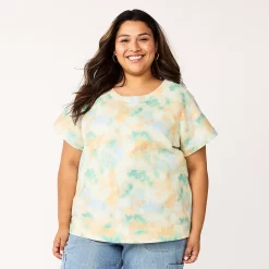 Plus Size Sonoma Goods For Life® Short-Sleeve Fleece Sweatshirt -Adidas shop 5550378 Blue Cloud Dye