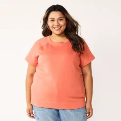 Plus Size Sonoma Goods For Life® Short-Sleeve Fleece Sweatshirt -Adidas shop 5550378 Oak Orange
