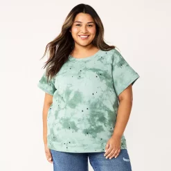 Plus Size Sonoma Goods For Life® Short-Sleeve Fleece Sweatshirt -Adidas shop 5550378 Star Tie Dye