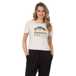 Juniors' Hurley Calm Beach Logo Cropped Graphic Tee
