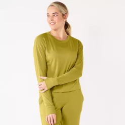 Women's Tek Gear® Crewneck Long Sleeve Tee -Adidas shop 5561703 Lime Verbena