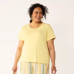 Plus Size Croft & Barrow® Essential Print V-Neck Tee -Adidas shop 5563325 Pineapple Slice
