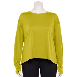 Plus Size Tek Gear® Crewneck Crop Tee -Adidas shop 5567897 Lime Verbena