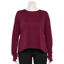 Plus Size Tek Gear® Crewneck Crop Tee -Adidas shop 5567897 Night Sangria