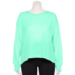 Plus Size Tek Gear® Crewneck Crop Tee -Adidas shop 5567897 Shy Green