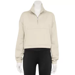 Women's FLX Embrace Quarter-Zip French Terry Sweatshirt 10 Women's FLX Embrace Quarter-Zip French Terry Sweatshirt -Adidas shop 5580829 Bisque Tan