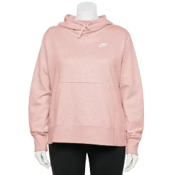 Plus Size Nike Sportswear Club Fleece Funnel-Neck Hoodie -Adidas shop 5581019 Pink Oxford