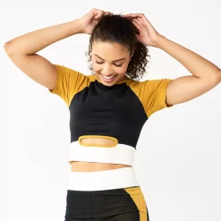 Juniors' SO® Front Cut-Out Seamless Top -Adidas shop 5581527 Black Colorblock