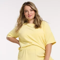 Plus Size FLX Boxy Terry Cloth Top -Adidas shop 5581575 Lemon Sorbet