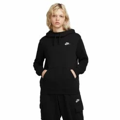 Women's Nike Sportswear Club Fleece Funnel-Neck Hoodie -Adidas shop 5583212 Black