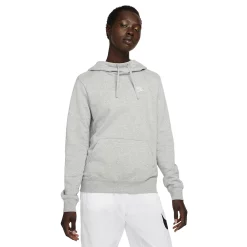 Women's Nike Sportswear Club Fleece Funnel-Neck Hoodie -Adidas shop 5583212 Gray Heather