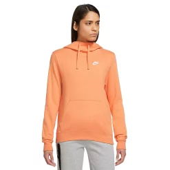 Women's Nike Sportswear Club Fleece Funnel-Neck Hoodie -Adidas shop 5583212 Orange Heather