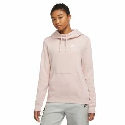 Women's Nike Sportswear Club Fleece Funnel-Neck Hoodie -Adidas shop 5583212 Pink Oxford