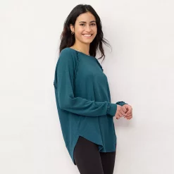 Women's LC Lauren Conrad Raglan Ruffle-Sleeve Tunic -Adidas shop 5584112 Mystique Blue