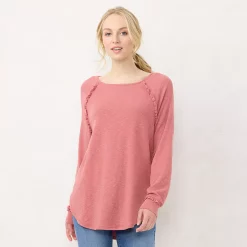Women's LC Lauren Conrad Raglan Ruffle-Sleeve Tunic -Adidas shop 5584112 Pink Sheraton