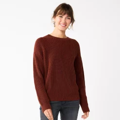 Petite Sonoma Goods For Life® Drop Shoulder Pullover Sweater -Adidas shop 5587850 Brown