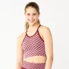 Juniors' SO® Seamless Cropped Tank -Adidas shop 5588676 Berry Check