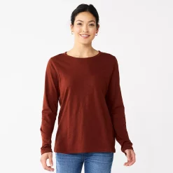 Women's Sonoma Goods For Life® Everyday Crewneck Long Sleeve Tee -Adidas shop 5625802 Deep Wine