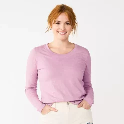 Women's Sonoma Goods For Life® Everyday Crewneck Long Sleeve Tee -Adidas shop 5625802 Light Purple