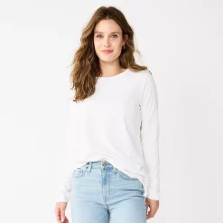 Women's Sonoma Goods For Life® Everyday Crewneck Long Sleeve Tee -Adidas shop 5625802 White