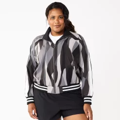 Plus Size Tek Gear® Woven Tracksuit Jacket -Adidas shop 5638591 Black Abstract