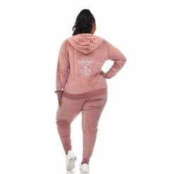 Plus Size White Mark Rhinestone 2-Piece Velour Tracksuit Set -Adidas shop 5650122 ALT