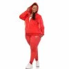 Plus Size White Mark Rhinestone 2-Piece Velour Tracksuit Set -Adidas shop 5650122 Red