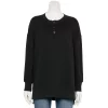 Juniors' SO® Adaptive Easy Dressing Henley Sweatshirt Sensory Friendly -Adidas shop 5652297 Black Luxe