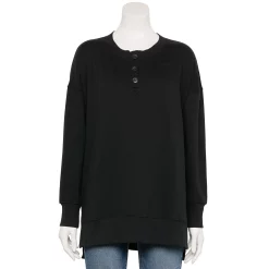 Juniors' SO® Adaptive Easy Dressing Henley Sweatshirt Sensory Friendly